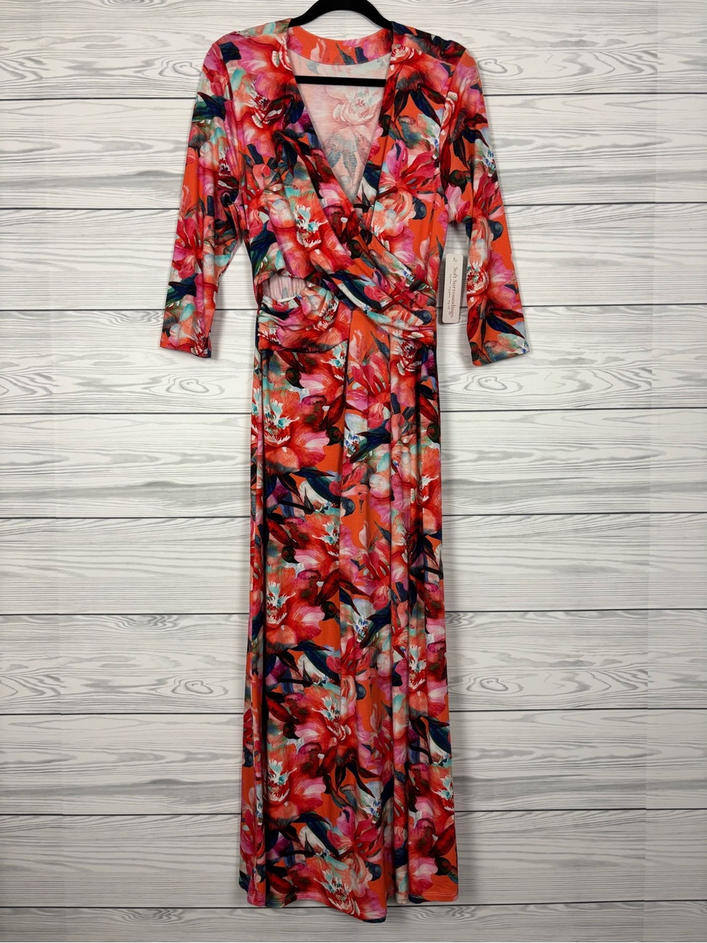 Soft Surroundings Le jardin crimson flora wrap dress NWT Size large - Picture 2 of 8